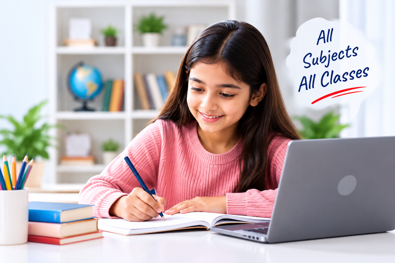 Girl studying with an online tutor - All Subjects and All Classes